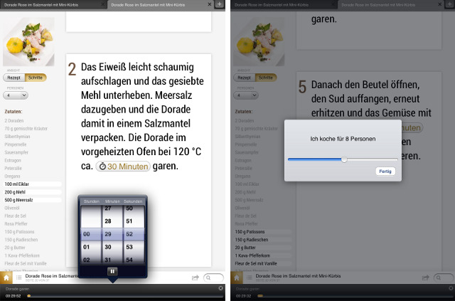 Timer und Rezeptrechner erleichtern das Kochen mit dem iPad