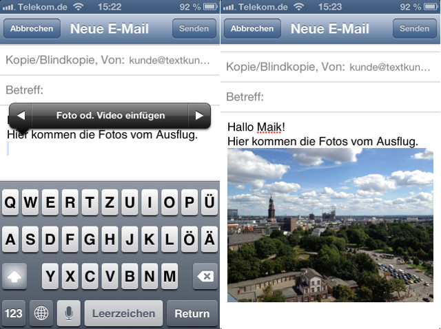 Mail Fotos iOS 6
